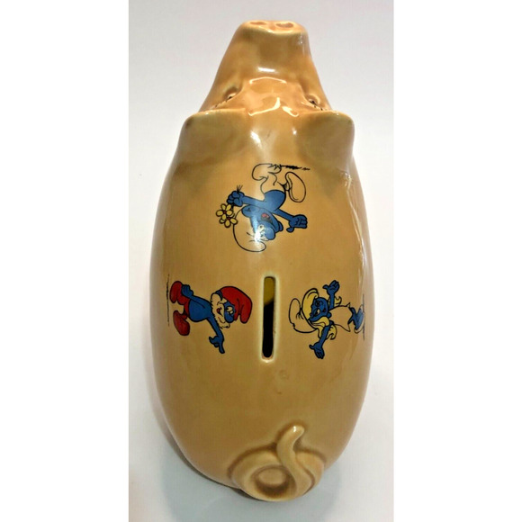 Vintage Smurfs Piggy Bank Creations by Margo Ceramic Studio Canada 1980s Cartoon - Picture 3 of 5